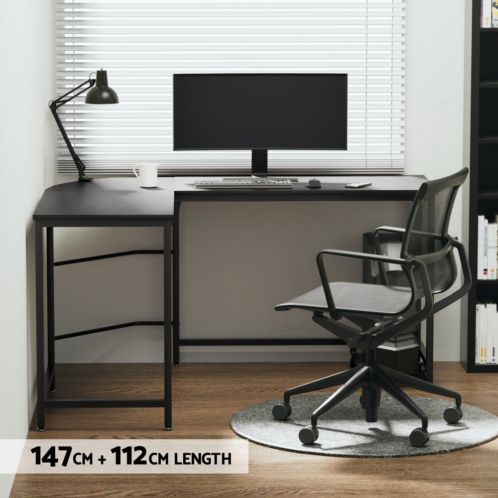 L-Shape Computer Desk & CPU Stand (Black)