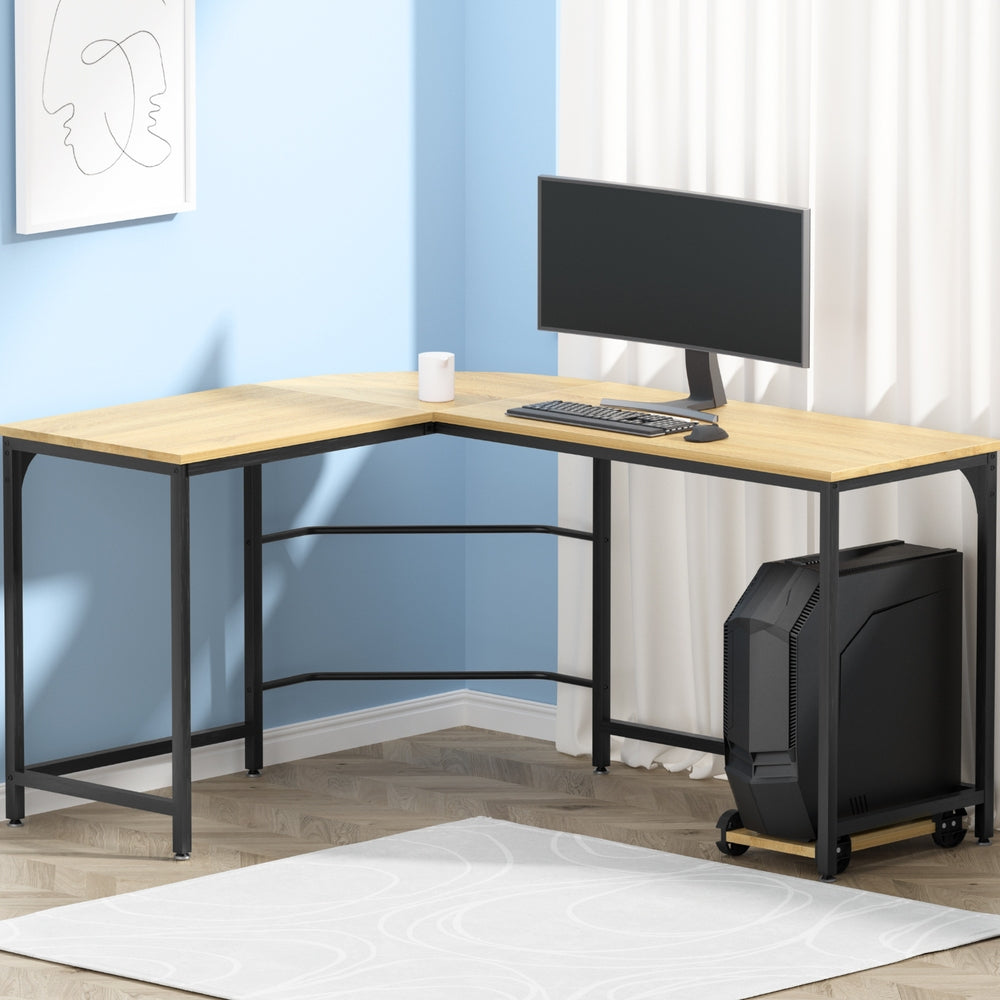 L-Shape Computer Desk & CPU Stand (Oak)