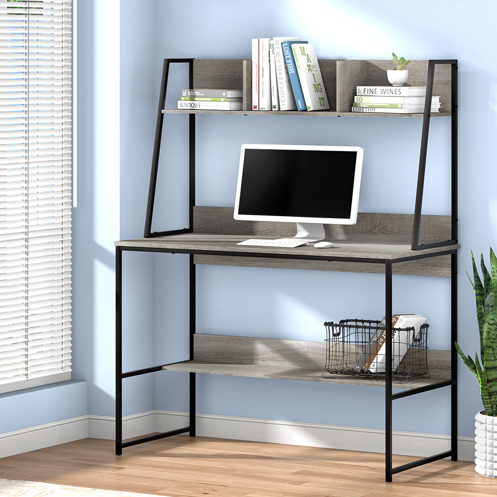 Industrial Desk & Shelving Station (Grey)