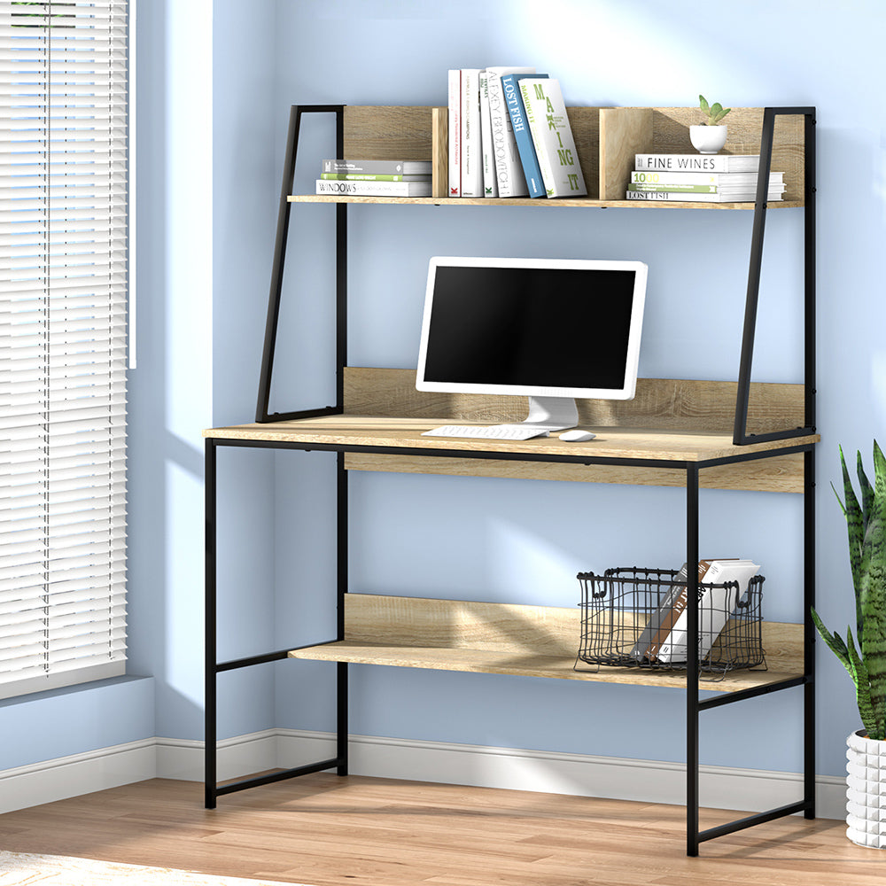 Industrial Desk & Shelving Station (Oak)