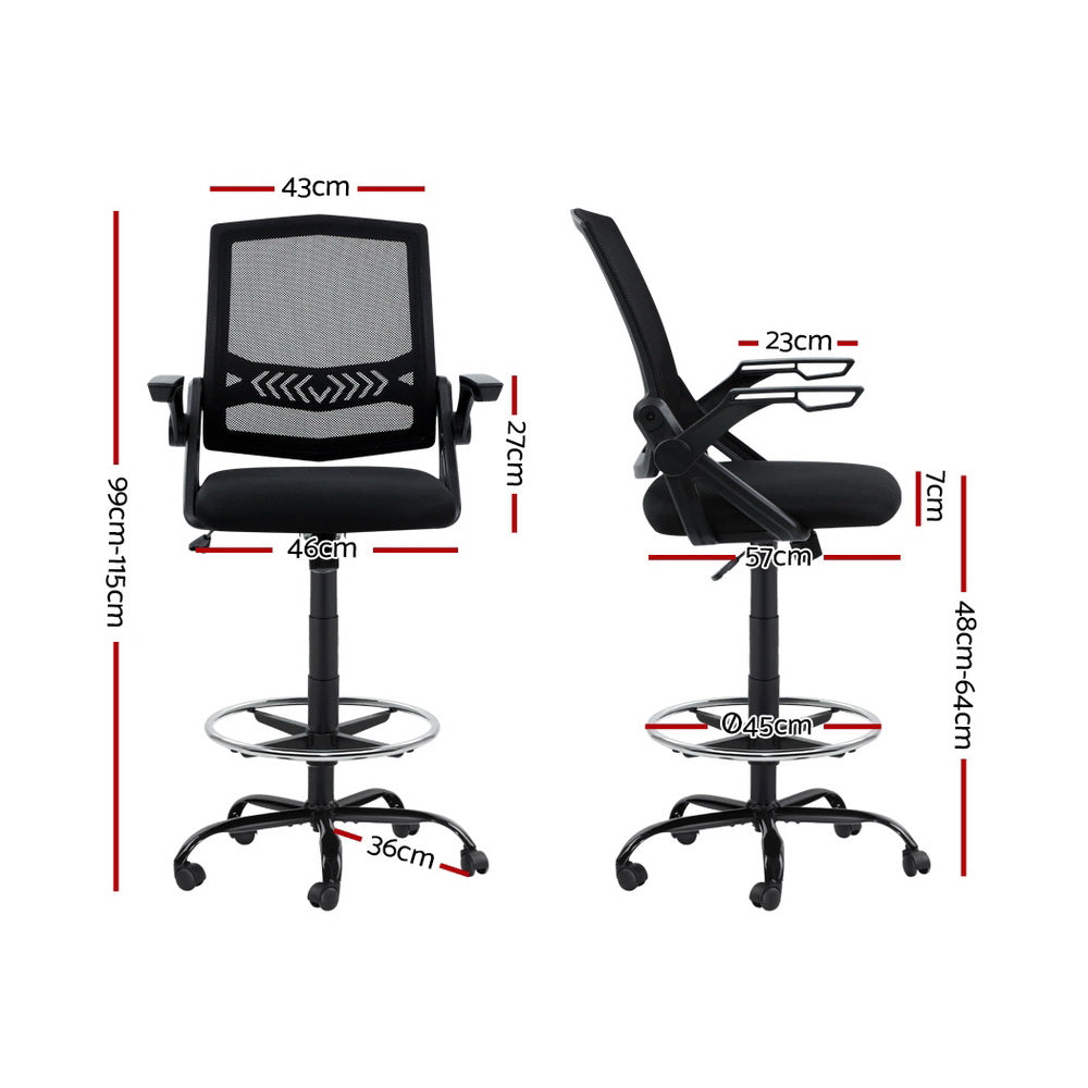 Mesh Tall Drafting Chair (Black)