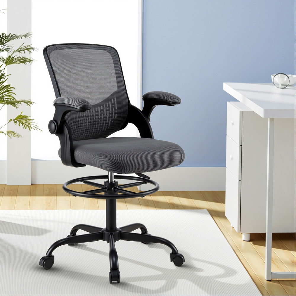 Mesh Tall Drafting Chair (Grey)