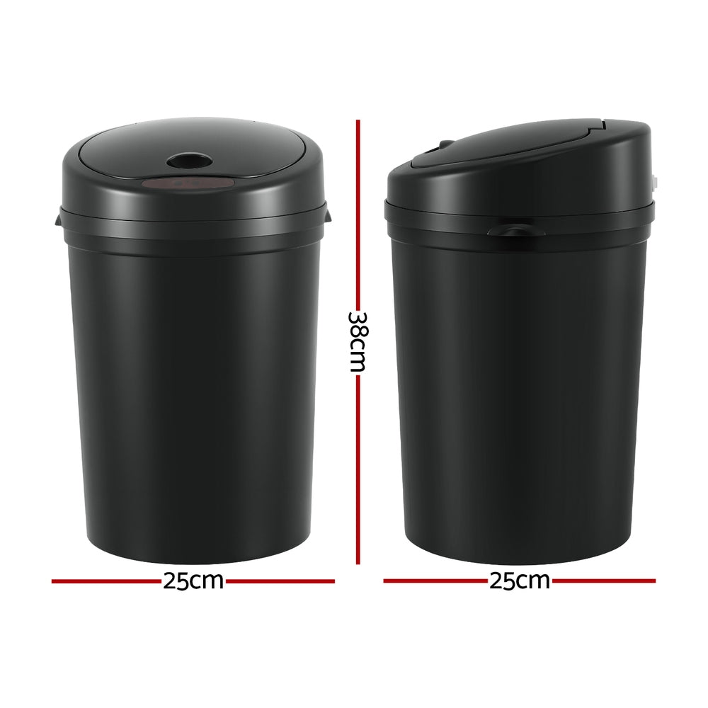 Devanti 9L Round Motion Sensor Bin (Black)