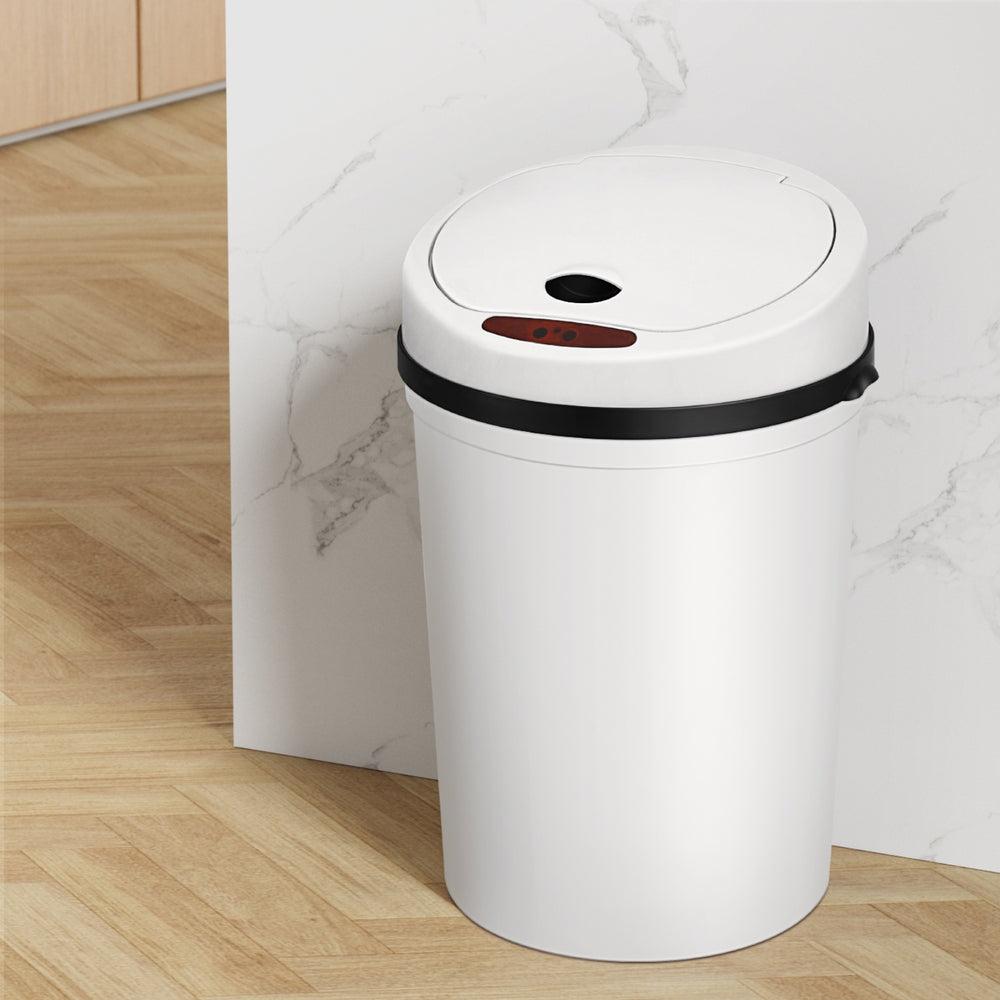 Devanti 9L Round Motion Sensor Bin (White)