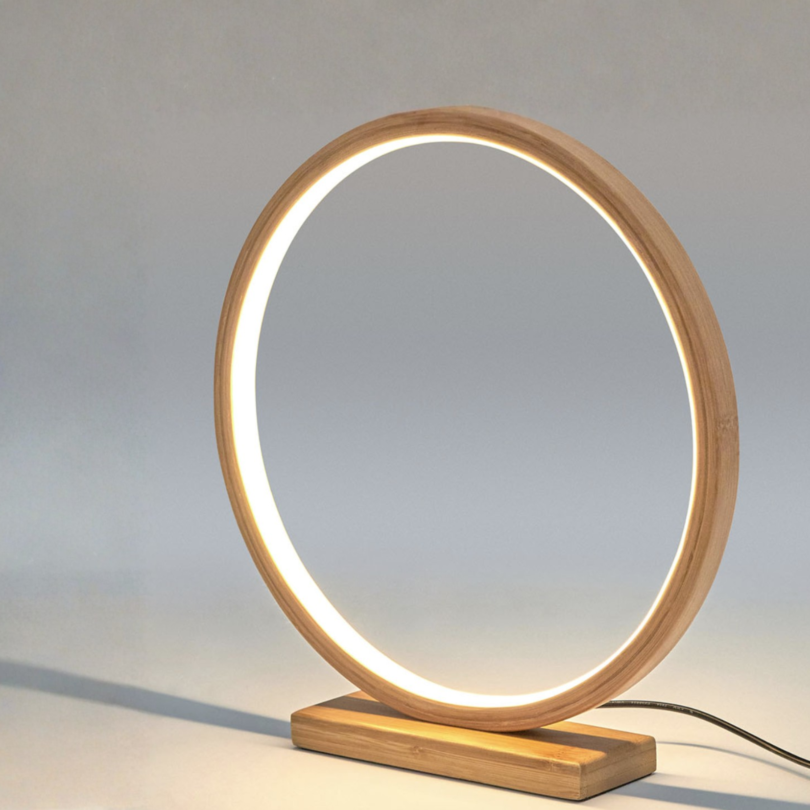 Bamboo Single Ring LED Lamp