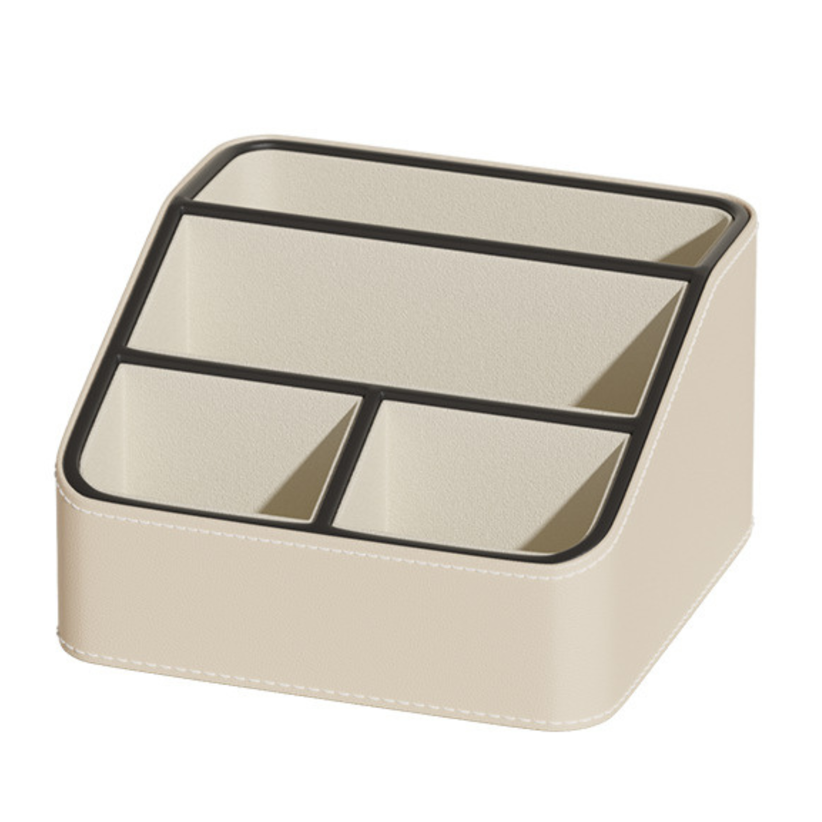 PU Leather Storage Organiser Caddy (Cream)