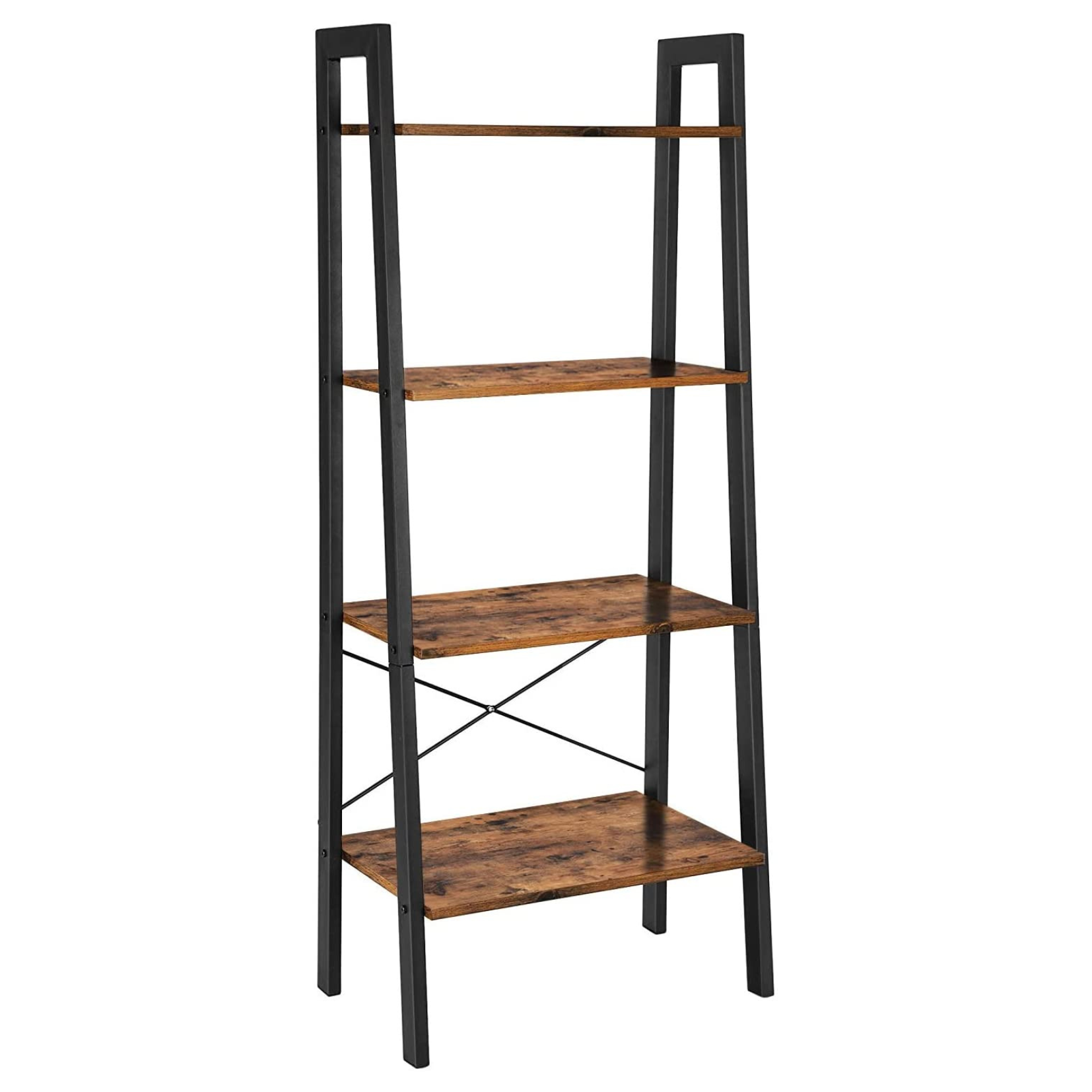 Rustic 4-Tier Industrial Bookshelf