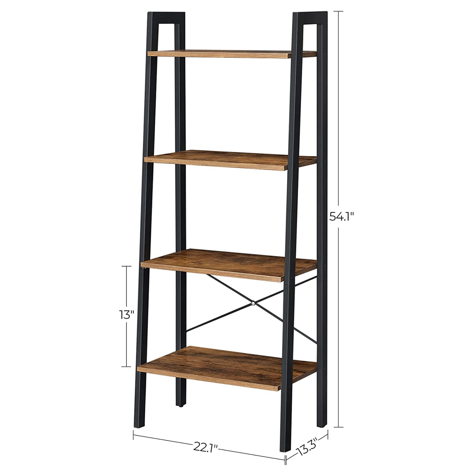 Rustic 4-Tier Industrial Bookshelf