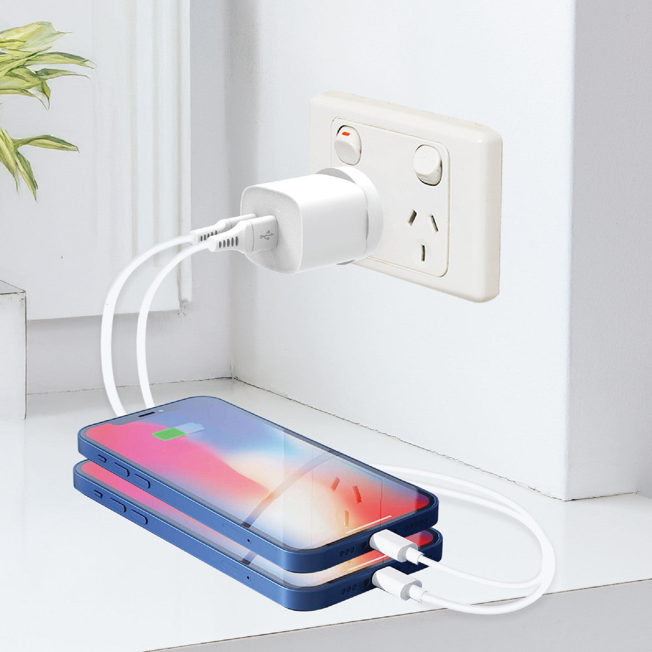 Laser Wall Charger USB A & C 30W