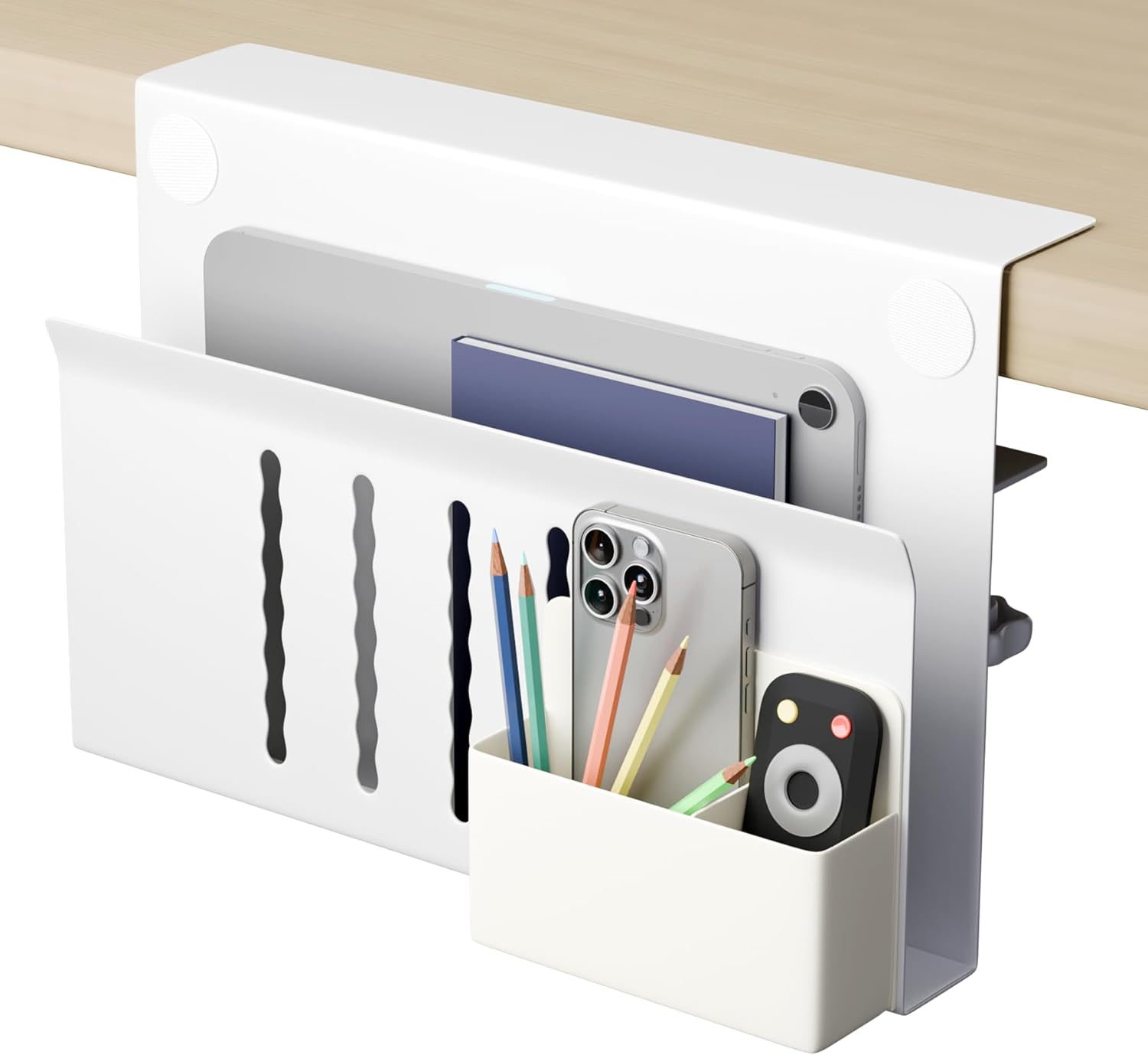Under Desk Side Storage Holder (White)