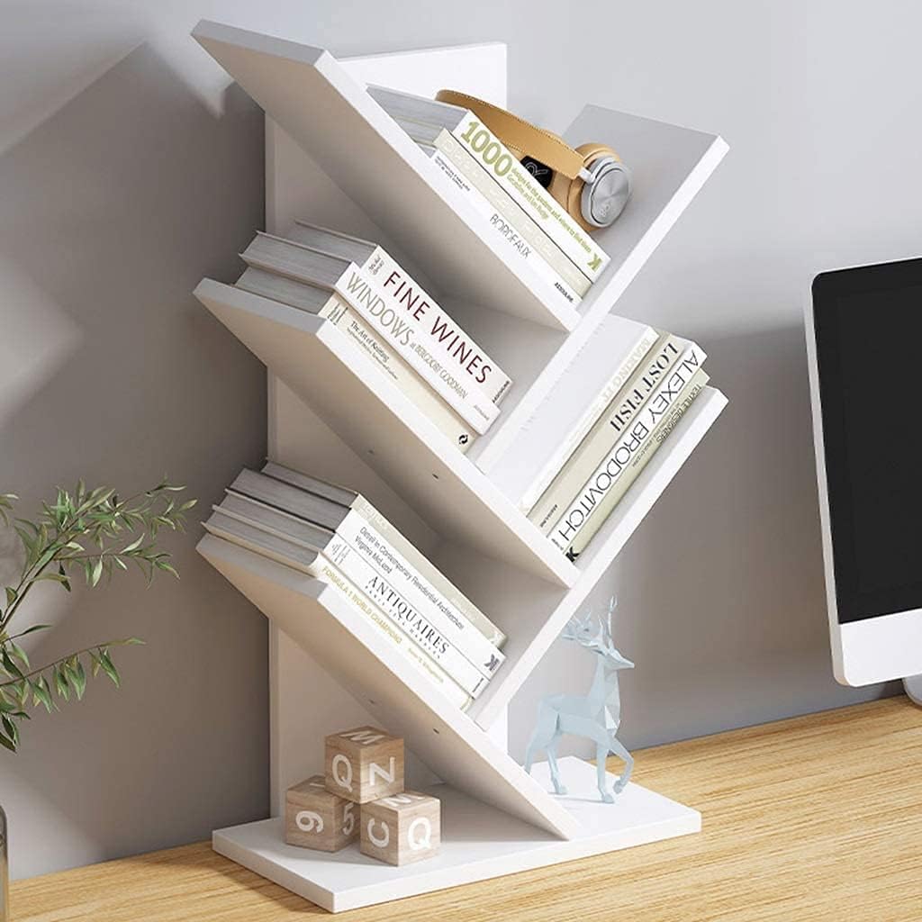 CARLA HOME 5-Tier Desk Tree Bookshelf (White)