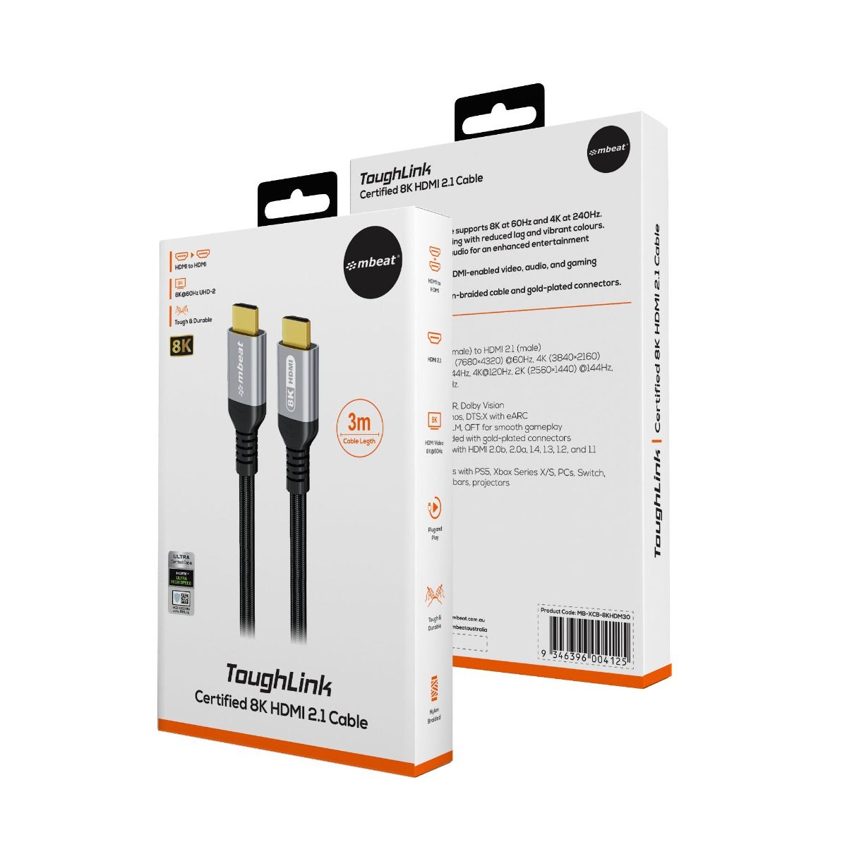 mbeat Tough Link Certified 8K HDMI Cable (3M)