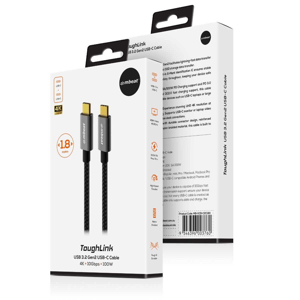 mbeat Tough Link USB-C Cable (1.8M)