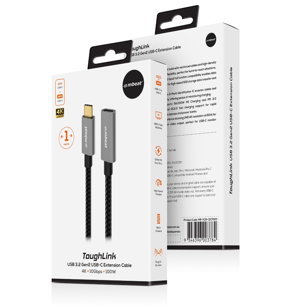 mbeat Tough Link USB-C Extension Cable (1M)