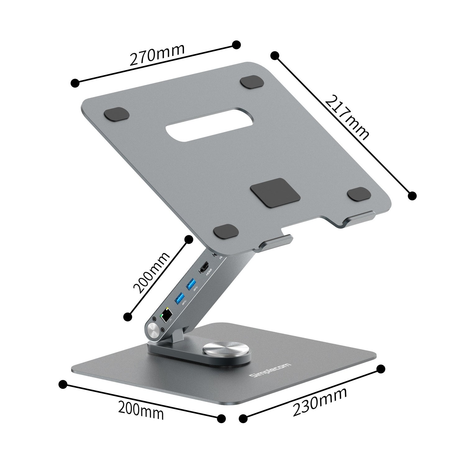 Simplecom Adjustable Laptop Stand & 6-Port USB-C Docking Station