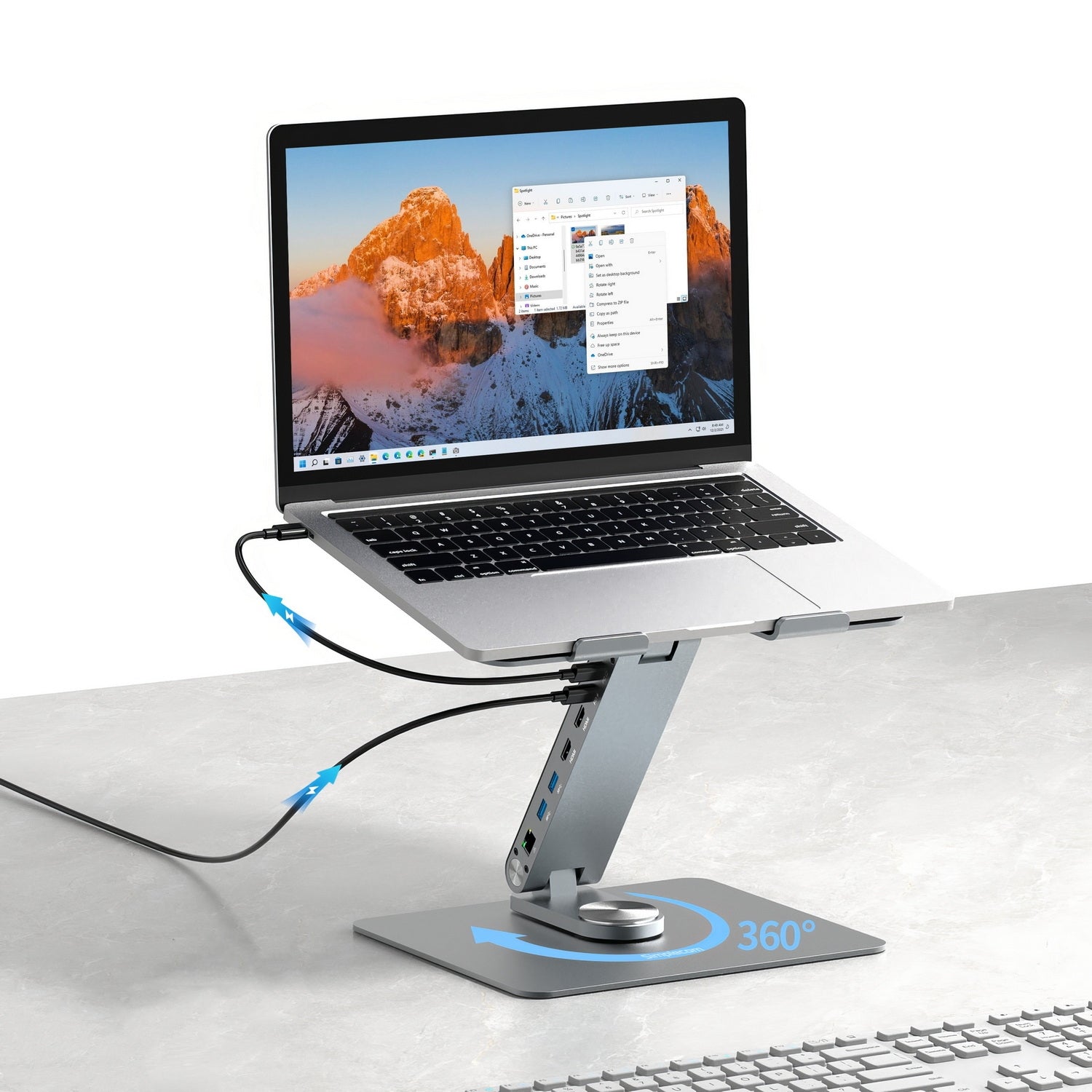 Simplecom Adjustable Laptop Stand & 6-Port USB-C Docking Station