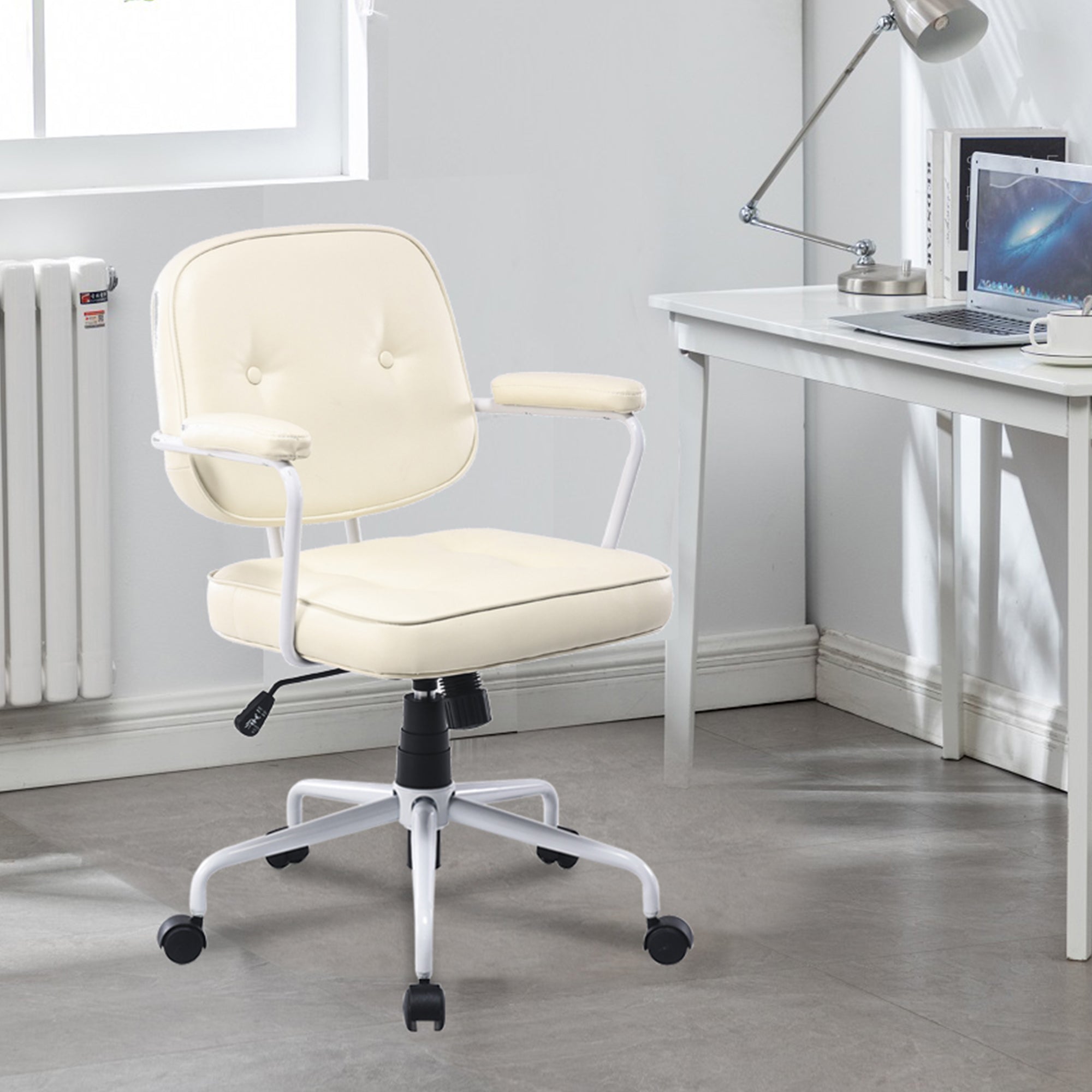 Louise Faux Leather Office Chair (Beige)