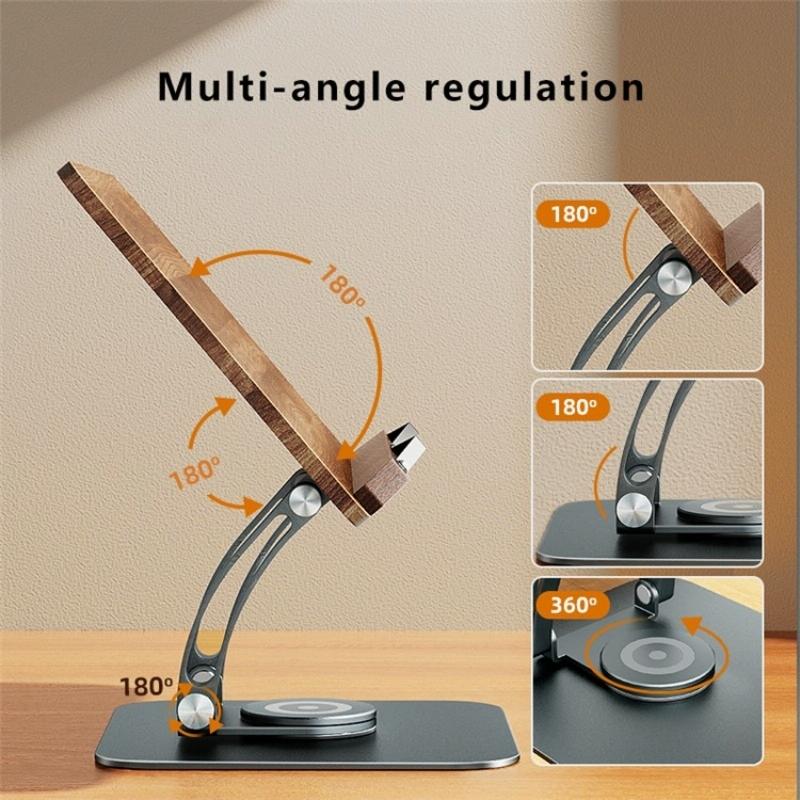 Aluminium Tablet Stand (Dark Wood)