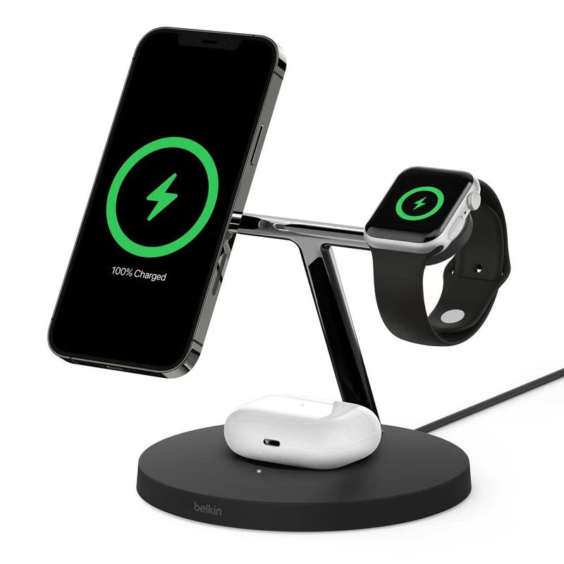 Belkin BoostCharge PRO 3-in-1 15W Wireless Charger Stand (Black)