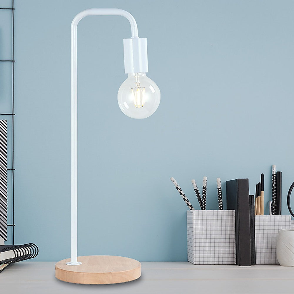 Serrano Modern Timber Desk Lamp (White)