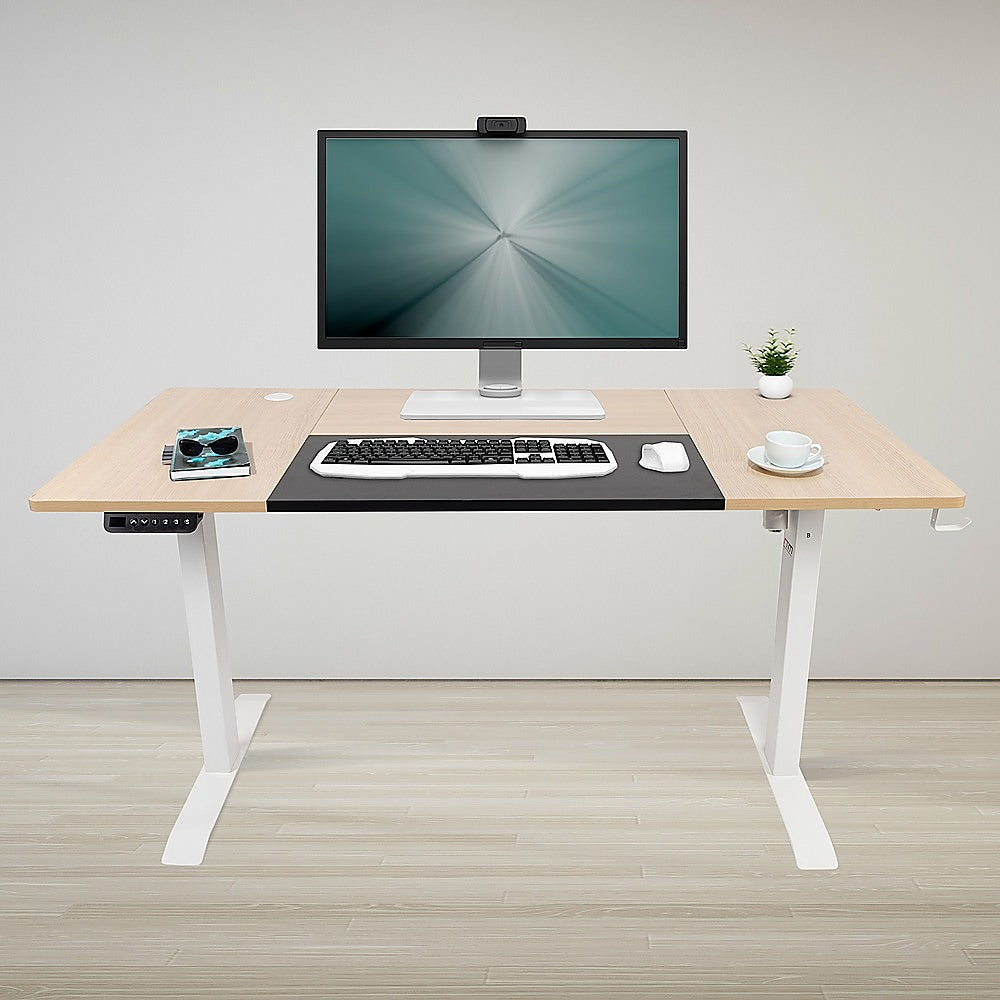 Premium Motorised Sit Stand Desk (Light Birchwood)