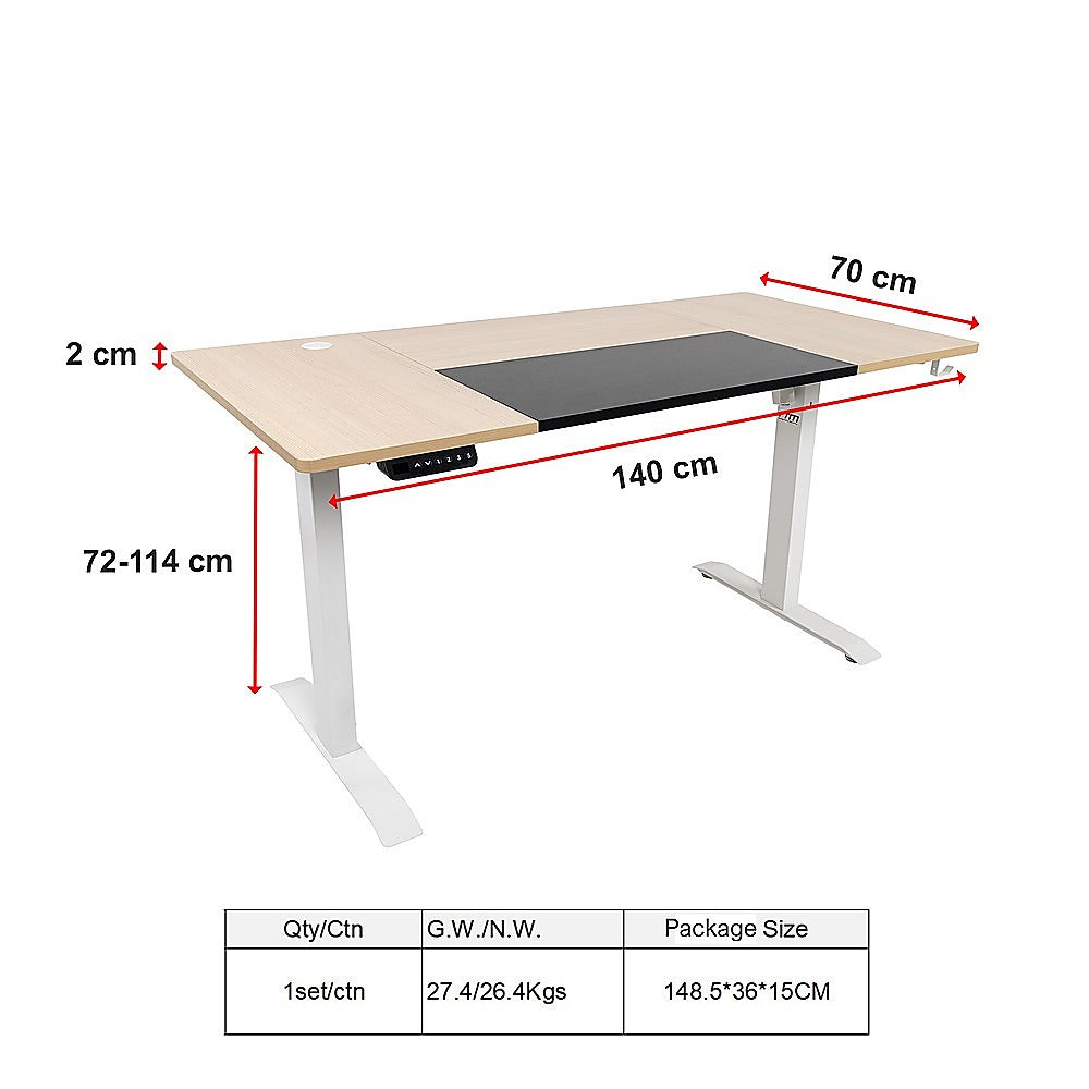 Premium Motorised Sit Stand Desk (Light Birchwood)